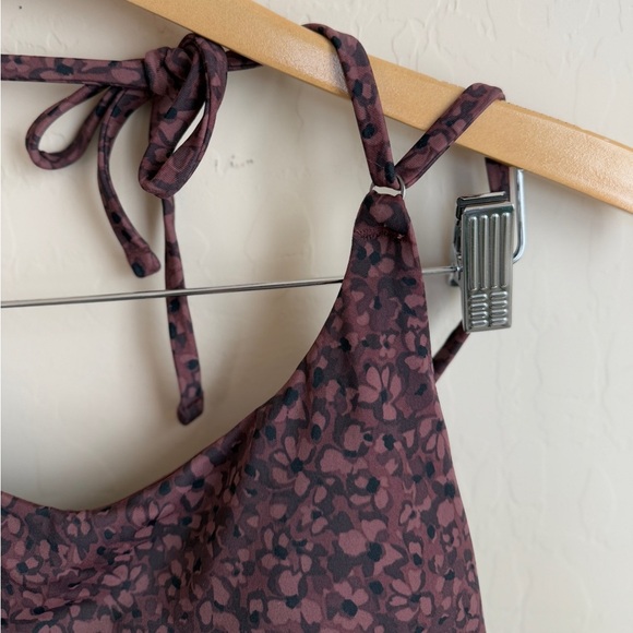 Athleta Animal Print Chocolate Brown One Piece Keyhole Swimsuit Floral Large - Picture 4 of 8